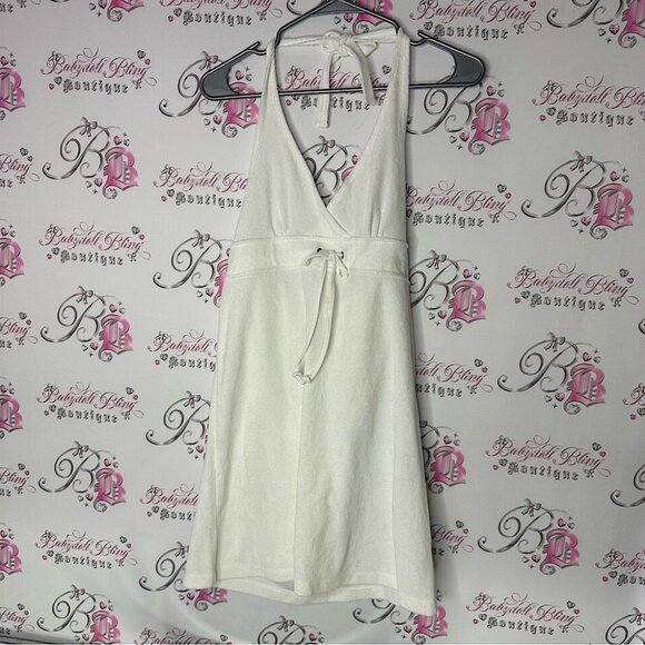 St.johns bay swim terry cloth towel beach tie up ribbon White Halter Dress - Picture 6 of 6